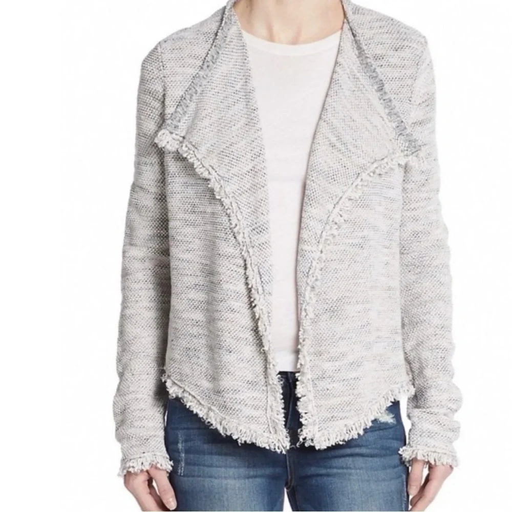 Joie Nalah B Tweed Open Fron Cardigan in Smokey gray tones